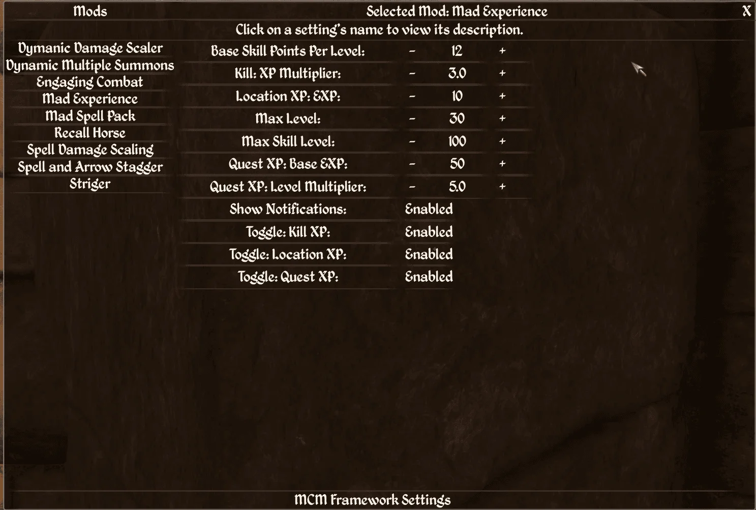 Modifications you can take to configure the leveling experience